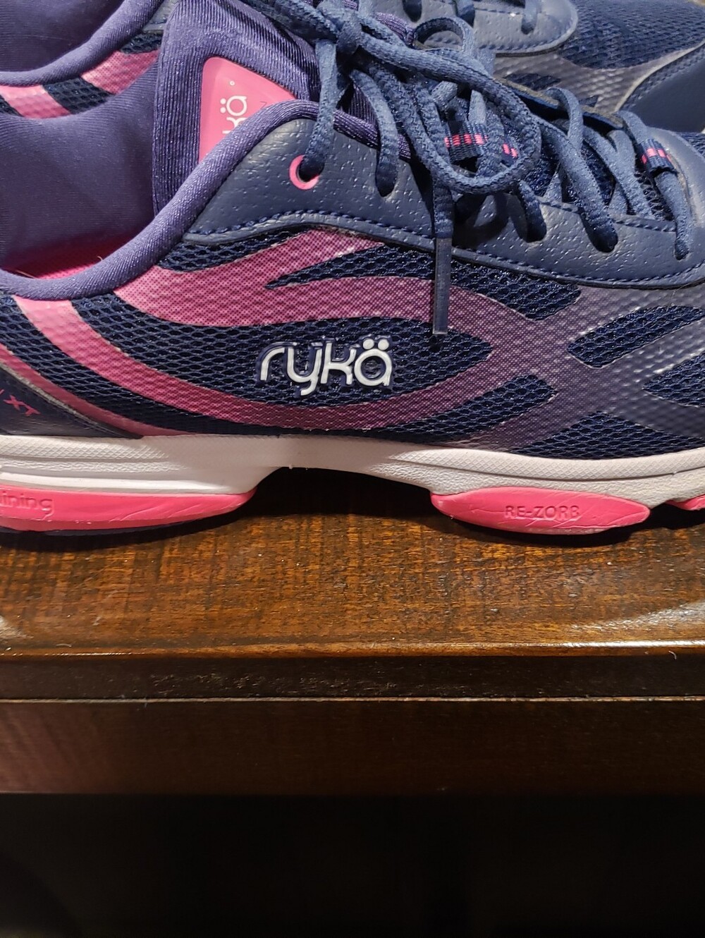 Ryka Devotion Navy and Pink Women's Athletic Walking Sneakers - Picture 2 of 5